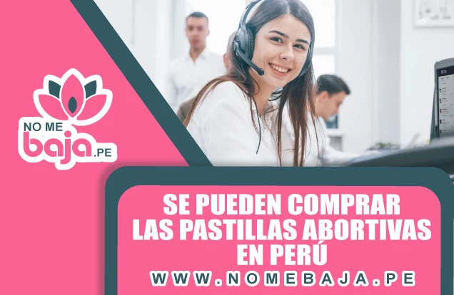 Se observa una mujer con sus auriculares y sonriendo. Y un titulo que dice : Se pueden comprar las pastillas abortivas en Perú nomebaja.pe