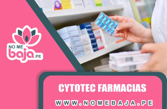 Se observa unas manos agarrando una tableta de pastillas en un estante de medicamentos y un titulo que dice : Cytotec farmaciasnomebaja.pe