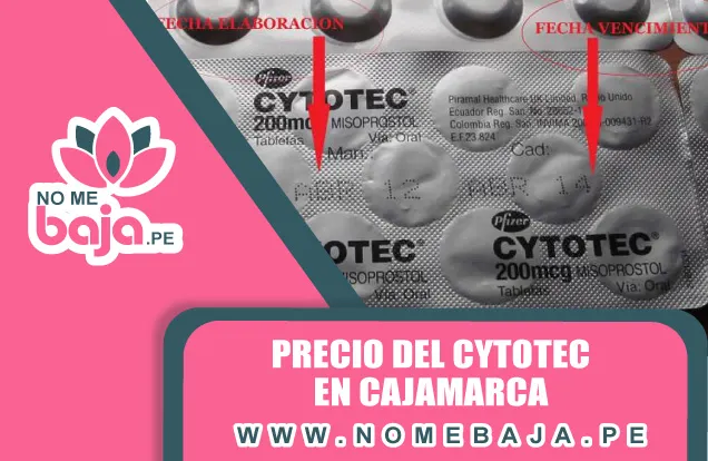 Se observa un blister de pastillas Cytotec y un titulo que dice : ¿Precio del Cytotec en Cajamarca nomebaja.pe