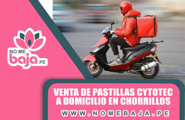 Se observa motorizado en delivery y un titulo que dice : Venta de pastillas cytotec a domicilio en Chorrillos nomebaja.pe