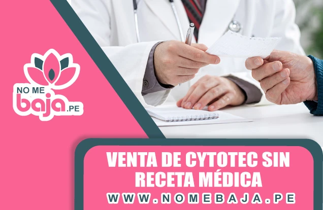 Se observa las manos de un doctor entregando un papel a un paciente y un titulo que dice : Venta de Cytotec sin receta médica nomebaja.pe