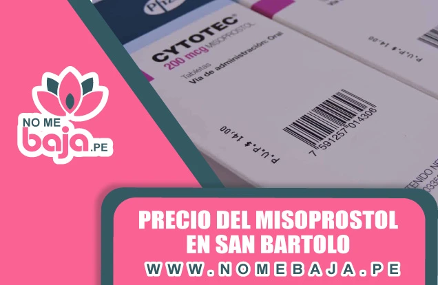 Se observa una caja de misoprostol 200mcg y un titulo que dice : Precio del Misoprostol en San Bartolo nomebaja.pe