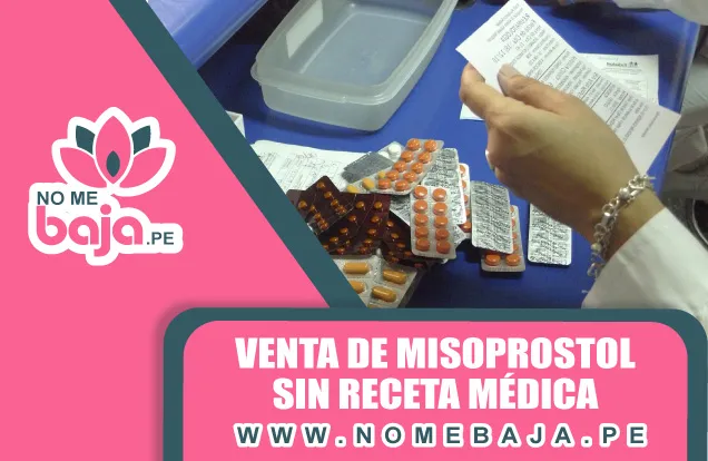 Se observa una mesa repleta de pastillas y un titulo que dice : Venta de Misoprostol sin Receta Médica nomebaja.pe