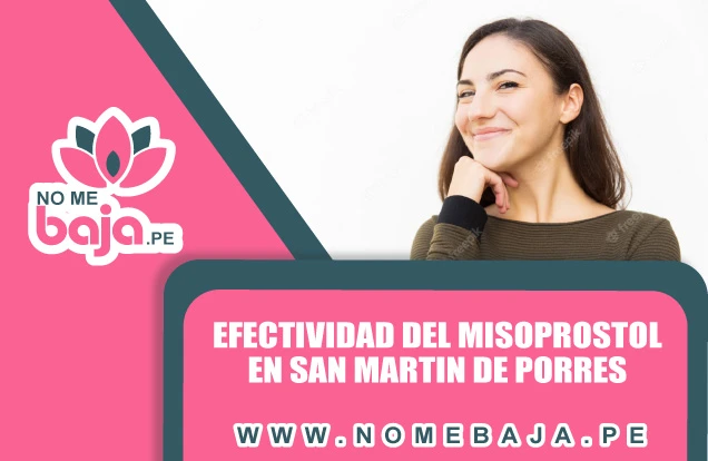 Se observa una mujer sonriendo y un titulo que dice : Efectividad del Misoprostol en San Martin de Porres nomebaja.pe