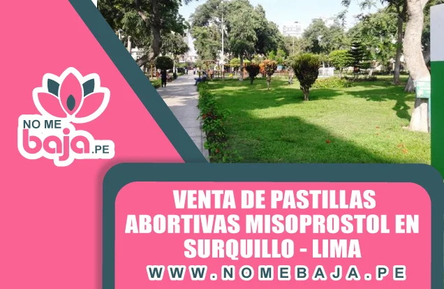 Se observa un parque en el distrito de surquillo y un titulo que dice :Venta de pastillas abortivas Misoprostol en Surquillo - Lima nomebaja.pe